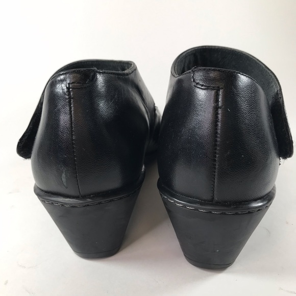 Dansko Mary Jane Shoes Black Leather Strap Shoe Heel Wedge - Picture 7 of 11